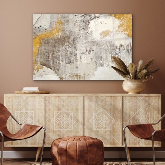 MuchoWow® Peinture sur Verre - Peinture - Or - Jaune - 90x60 cm - Peintures sur Verre Acrylique - Photo sur Glas