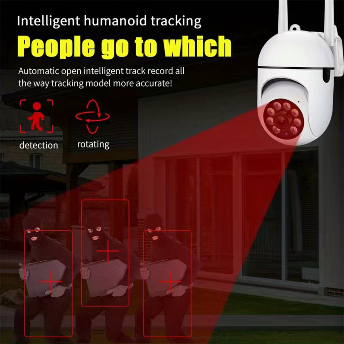 Full HD 1080P Wifi Bewakingscamera - PTZ IP Camera Binnen en Buiten - Nachtzicht en Bewegingsdetectie – foto 3