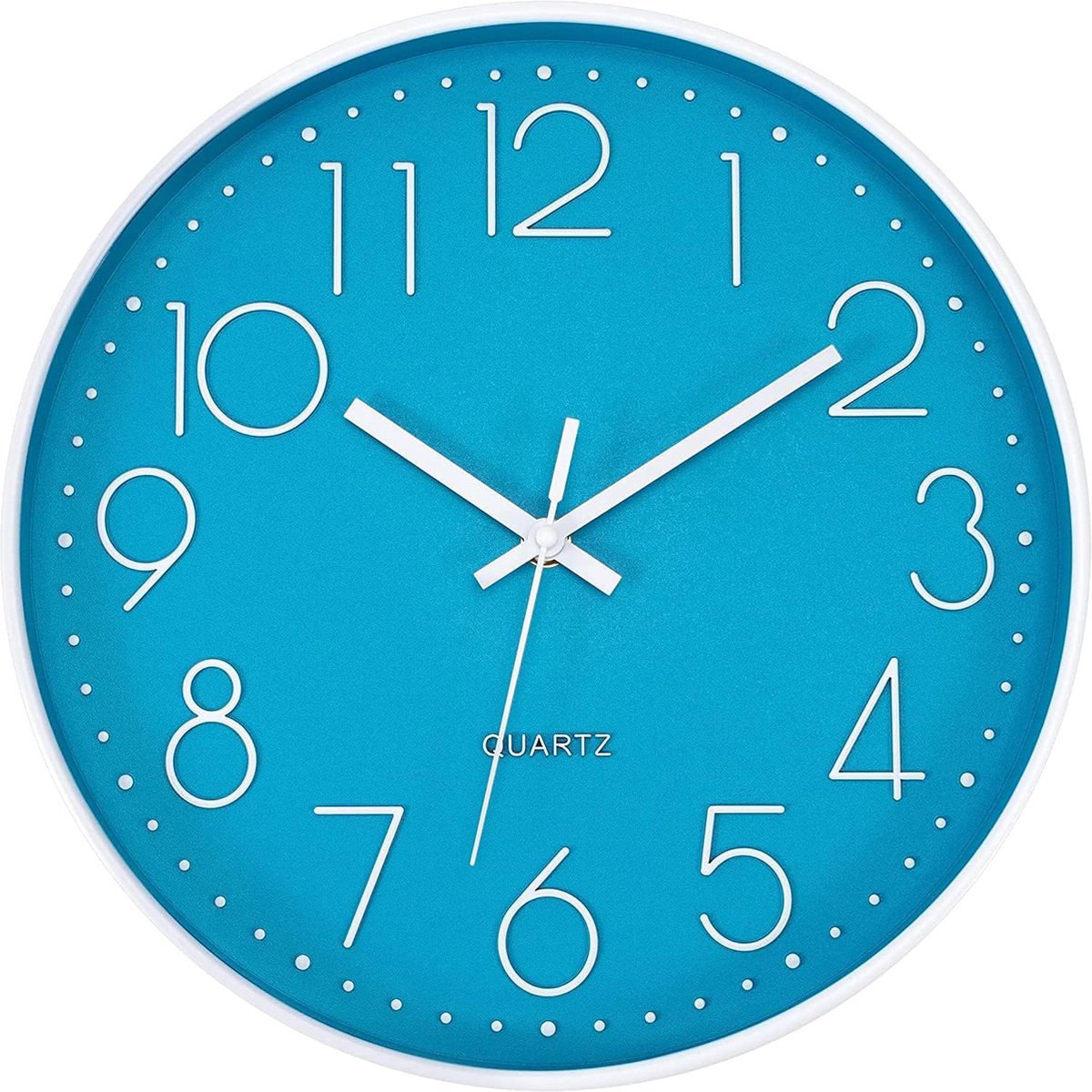 Blauwe wandklok, 30,5 cm moderne stille niet-tikkende batterij aangedreven ronde decoratieve klok voor woonkamer slaapkamer keuken thuiskantoor school