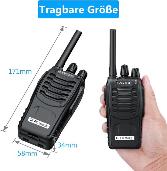 Rechargeable 16 Canaux Talkie Walkie Professionnel, USB Talkie