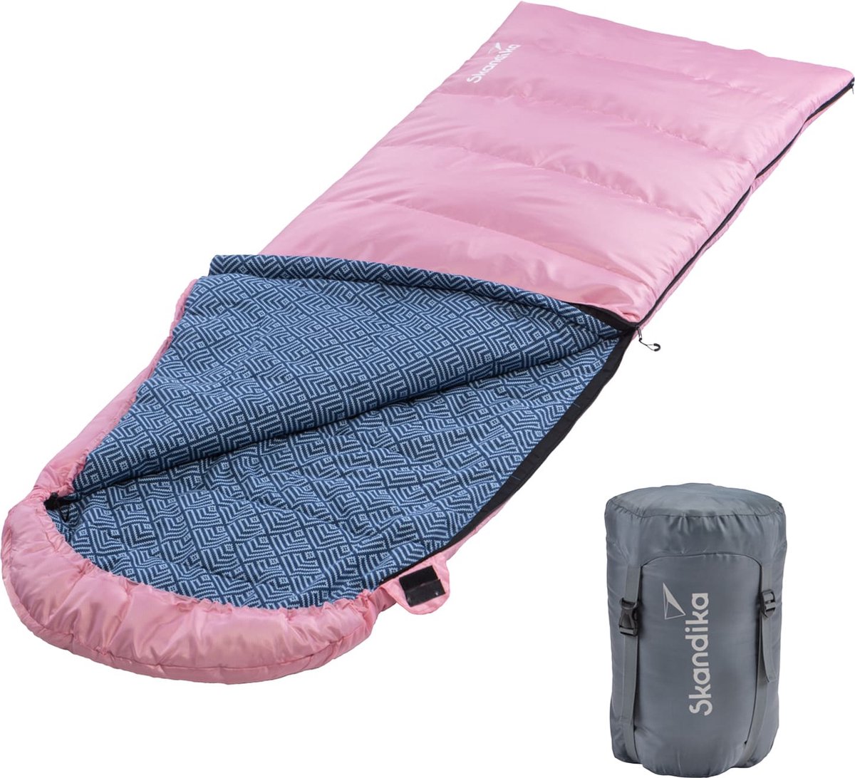 Skandika slaapzak Dundee flanel - Dekenmodel slaapzak van katoen voor volwassenen, koppelbaar, 3-seizoenen, tot -20°C, 220 x 80 cm | Winter outdoor camping wandelen (geel, rits links)