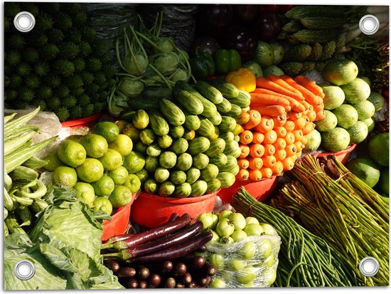 Tuinposter – Groente - Fruit - Eten - Markt - 40x30 cm Foto op Tuinposter (wanddecoratie voor buiten en binnen)