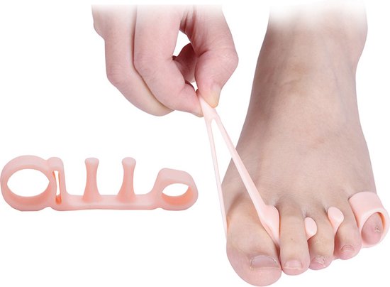 Correcteur d'orteils pour 5 orteils I Écarteur d'orteil I Hallux Valgus I Redressage des orteils I Écarteur d'orteils en gel de Siliconen I Wit I 1 paire