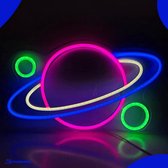 Neon Lamp - Planeet - Incl. Ophanghaakjes - Neon Sign - Neon Verlichting - Neon Led Lamp - Wandlamp