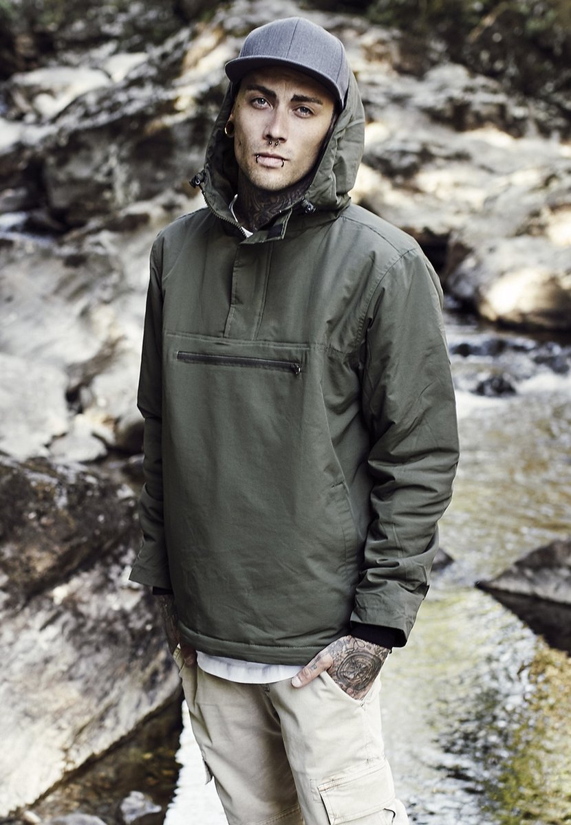 Urban Classics Jas Padded Pull Over Jacket Tb1443 Mannen Groen