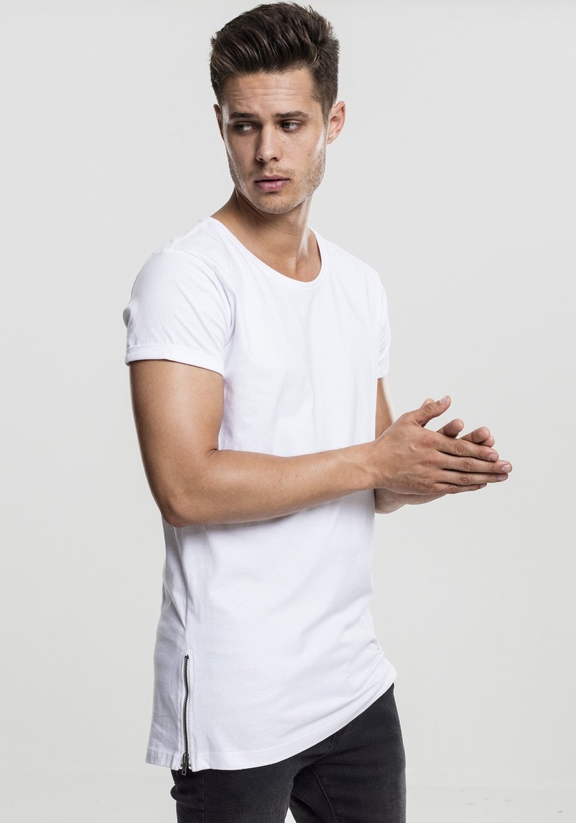 Urban Classics Long Shaped Side Zip Heren Tshirt M Wit