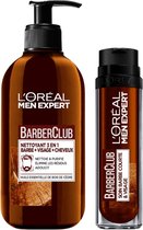 L'Oréal Men Expert BarberClub - Coffret routine soin barbe homme 1x Soin barbe courte, 1x Gel lavant 3 en 1 barbe et visage