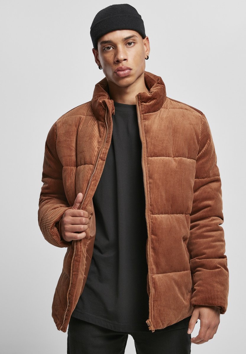 Urban Classics Puffer winterjas -M- Boxy Corduroy Bruin