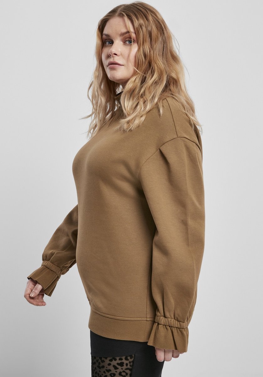 Urban Classics Women Sweatshirt Ladies Turtleneck Crew Midground-5XL Bruin