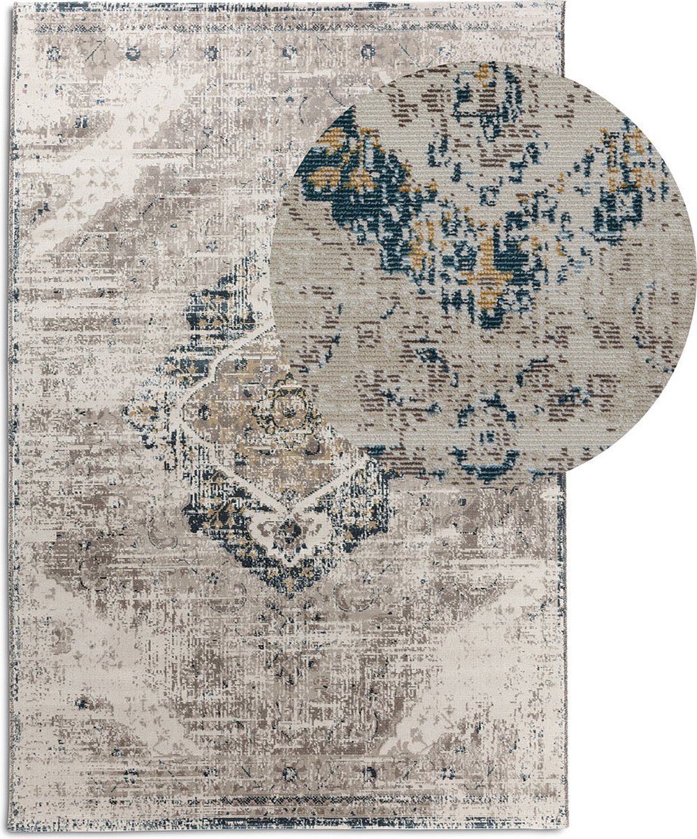 Lifa Living - Vloerkleed - Vintage - Beige/Donkerblauw - Poolhoogte: 5 mm - Oosters - 160 x 230 cm