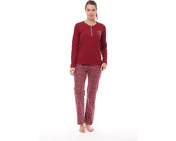 Pijadore - Dames Pyjama Set, Lange Mouwen, Kastanjebruin - L