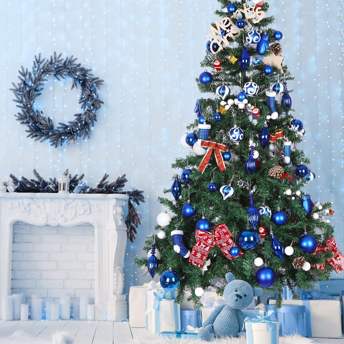 Gehaakt gezcht van de Kerstman, gehaakte kerstverserng set van 3