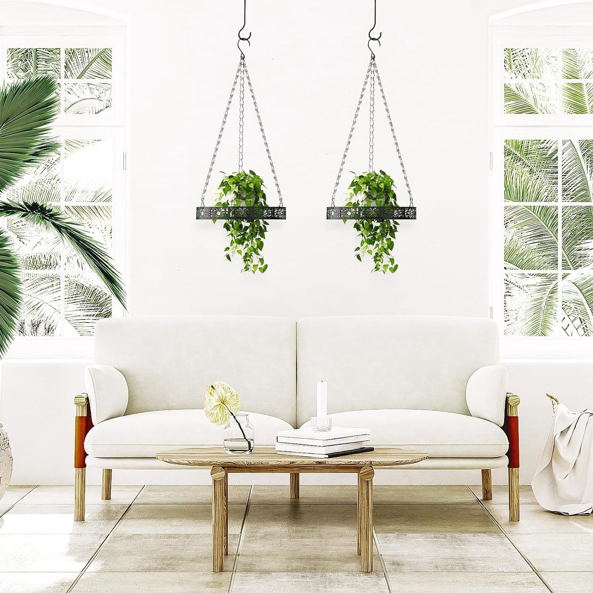 AMFUN Plafondhaken Voor Planten – Set Van 2, Metalen Plantenhanger, Draagvermogen 30 Kg