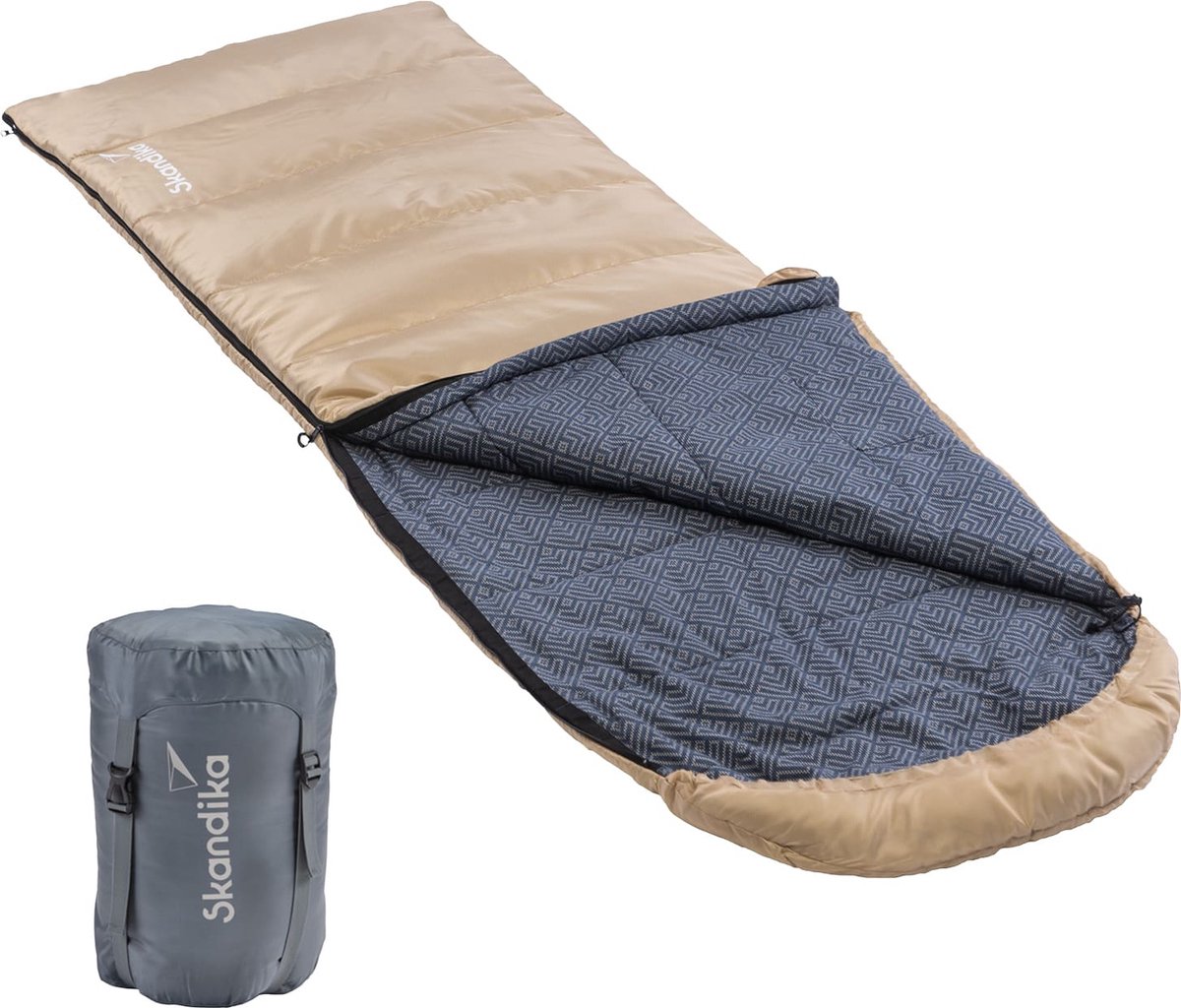 Skandika slaapzak Dundee flanel - Dekenmodel slaapzak van katoen voor volwassenen, koppelbaar, 3-seizoenen, tot -20°C, 220 x 80 cm | Winter outdoor camping wandelen (geel, rits links)