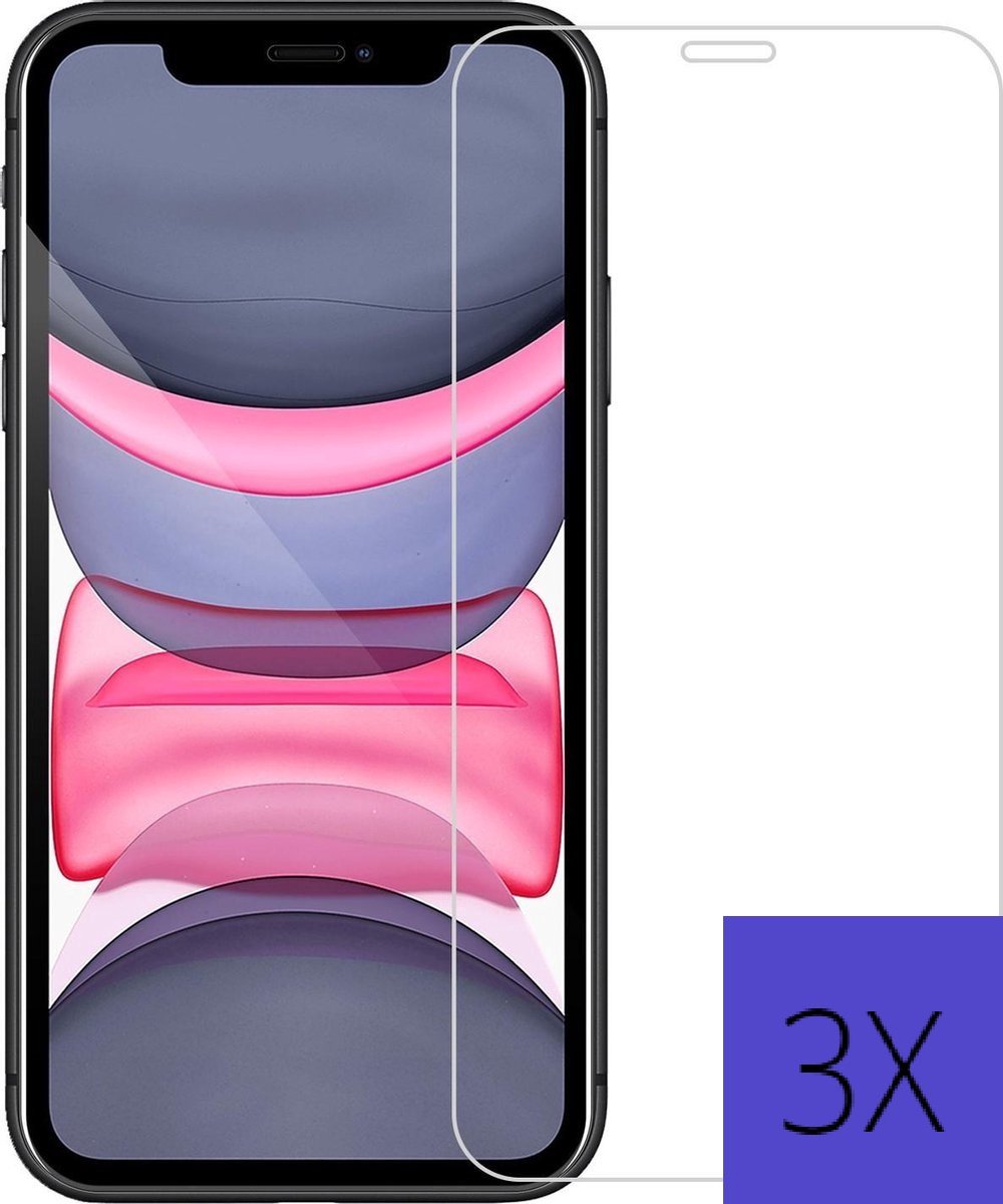 Screenprotector Geschikt voor Iphone 11/XR - Tempered Glass - Transparant en krasbestendig - 3 Pack