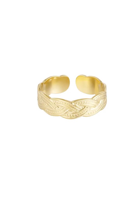 Ring braided print - Yehwang - Ring - One size - Stainless Steel - Goud