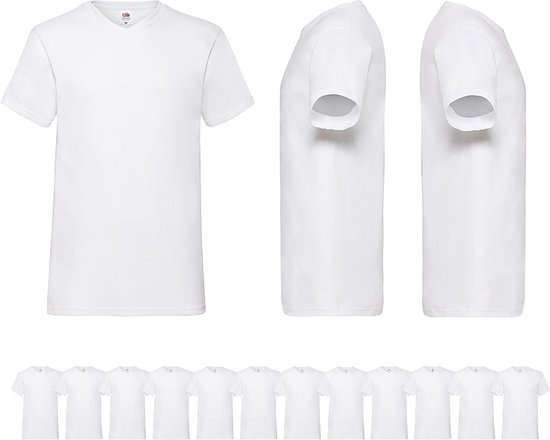 12 pack witte shirts Fruit of the Loom ronde hals maat XXL Valueweight