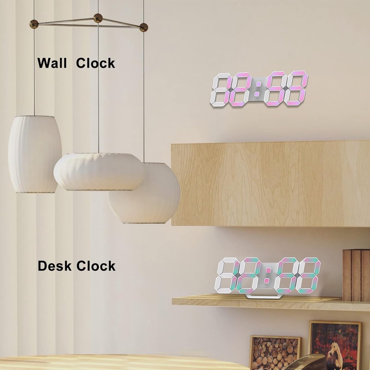 Horloge Murale Numérique Led-3D Petit Wekker - Decor À La Home Snooze Geen  Son