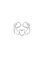 Ring different hearts - Yehwang - Ring - One size - Stainless Steel - Zilver