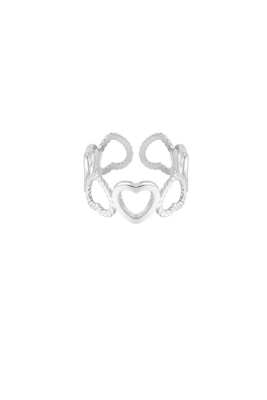 Ring different hearts - Yehwang - Ring - One size - Stainless Steel - Zilver