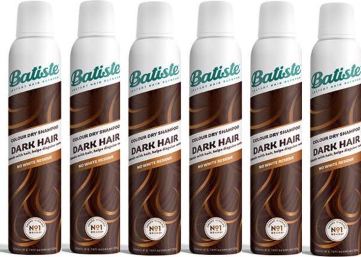 Batiste Dark Hair Droogshampoo - Voordeelverpakking - 6 x 200 ml.