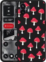 Cazy Hoesje Zwart geschikt voor Nothing Phone (2) Paddenstoelen