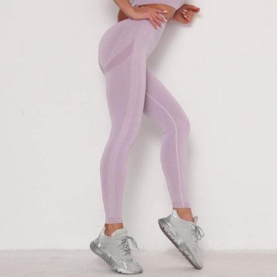 Leggings femme taille haute opaque pantalon de sport élastique avec contrôle du ventre, legging de sport, collant long, pantalon de yoga, collant de course, pour course à pied, cyclisme, fitness - couleur rose - taille S