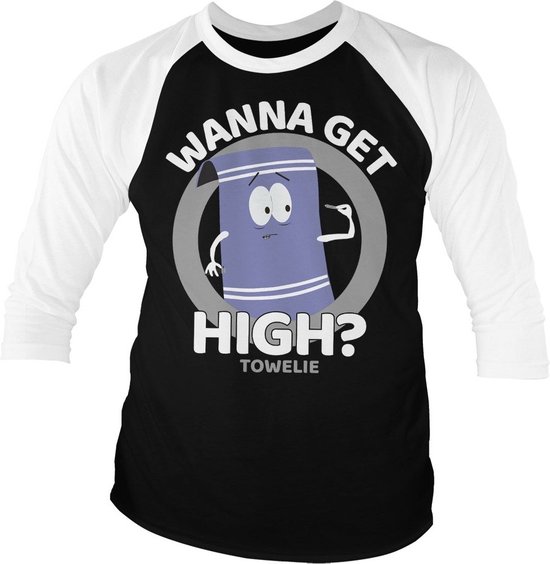 Foto: South park towelie wanna get high baseball 3 4 sleeve tee t shirt white black m