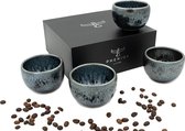 Espressokopjesset Galaxy, 4-delige set, 120 ml, hoogwaardige koffiekopjes van steengoed, zonder handvat, cadeau in modern design, cappuccino, mokka, thee, mokken