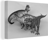 Canvas schilderij 150x100 cm - Wanddecoratie Speelgoed dinosauriërs - zwart wit - Muurdecoratie woonkamer - Slaapkamer decoratie - Kamer accessoires - Schilderijen