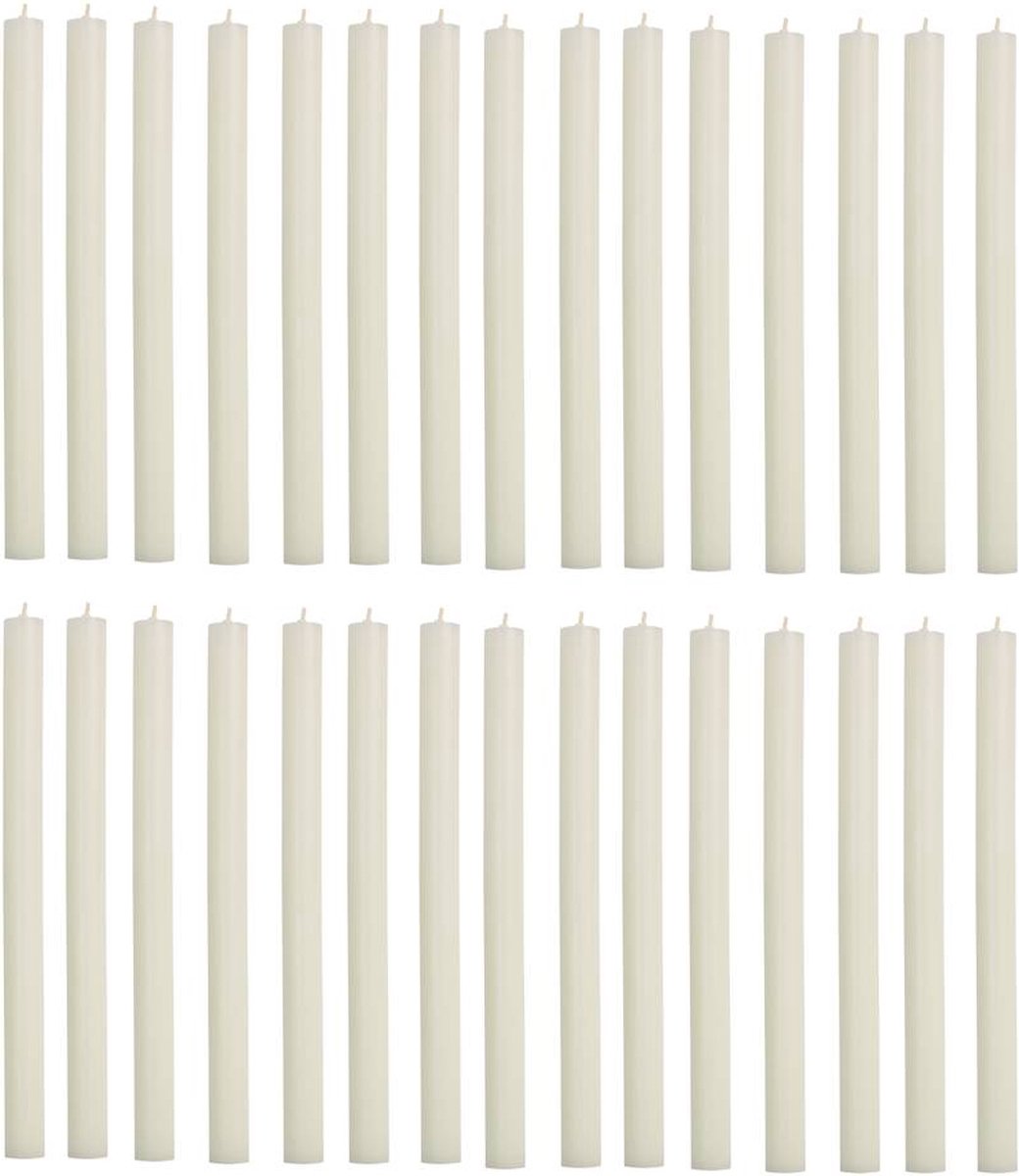 Rustik Lys chique lange dinerkaarsen pak van 30 stuks 2.1 x 30 cm kleur Ivoor