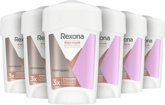 Rexona® - Déodorant Femme - Stick - Crème Antisudorifique Femme Maximum Protection Confidence - 6 x 45 ml - Pack économique