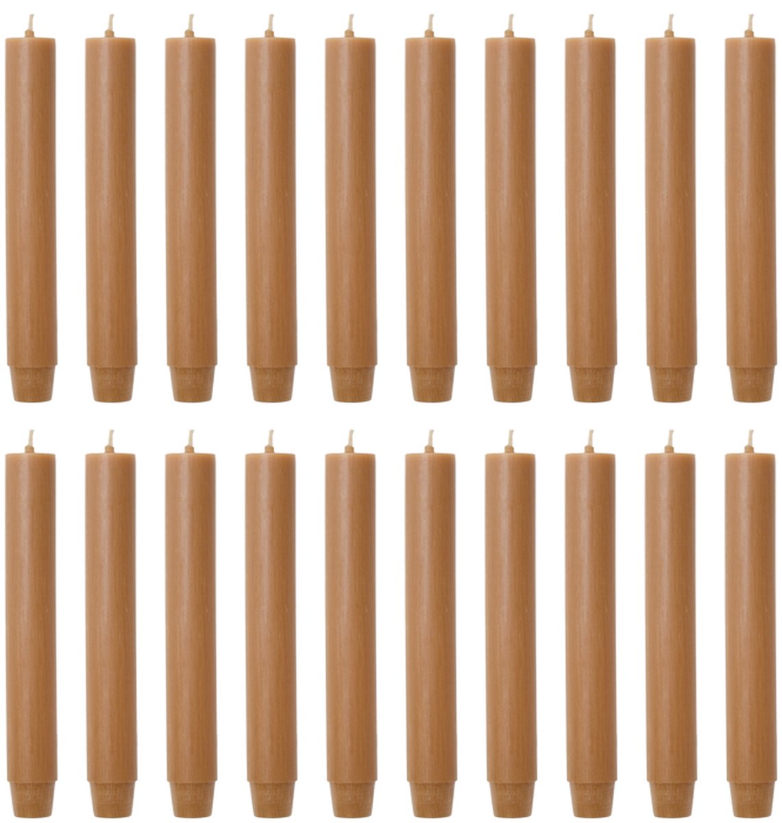Rustik Lys chique mooie dinerkaarsen pak van 20 stuks 2.6 x 18 cm in de kleur Tabak