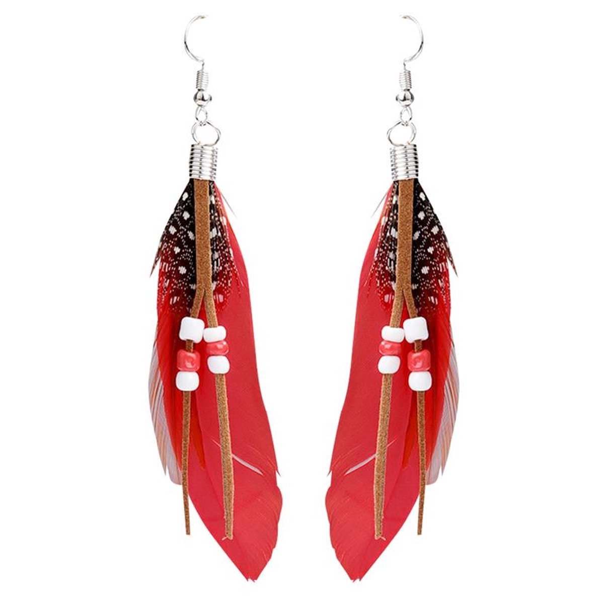 Jomide Oorhangers Boho Veren - Rood