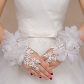 Bruids Handschoenen - Wit - Handschoenen - One Size - Kant - Bruiloft accessoires
