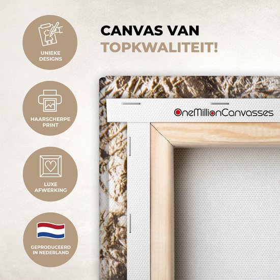 Toile Peinture Femme - Goud - Zwart - Peinture - Luxe - 90x90 cm - Décoration murale