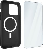 Coque MagSafe iPhone 15 Pro Max en Glas trempé 9H, coque mate - Zwart