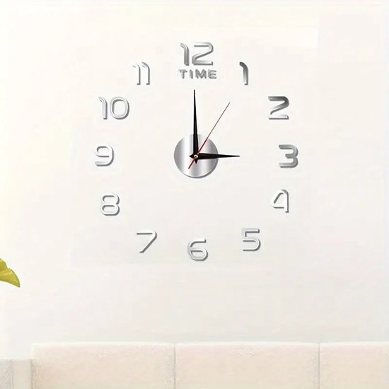 Horloge murale 3D moderne - Argent - Diamètre 40 cm - Horloge à faire soi-même - Horloge autocollante