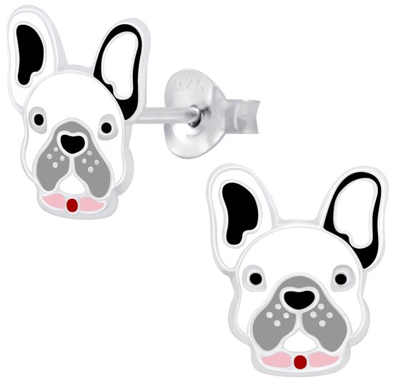 Joy|S - Zilveren hond oorbellen
