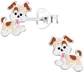 Joy|S - Zilveren hond oorbellen - 8 mm - kinderoorbellen - t52