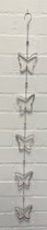 Deco hanger "Vlinders" met metalen ketting - Zilveren ketting + bruine vlinders - lengte 108 cm - Woondecoratie - Woonaccessoires