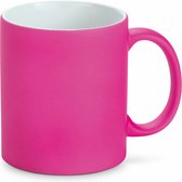 Luxe krijt koffiemok/beker - roze - keramiek - met krijt te beschrijven - 350 ml - Eigen naam