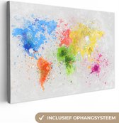 Toile Wereldkaart - Abstrait - Peinture - 150x100 cm - Décoration murale