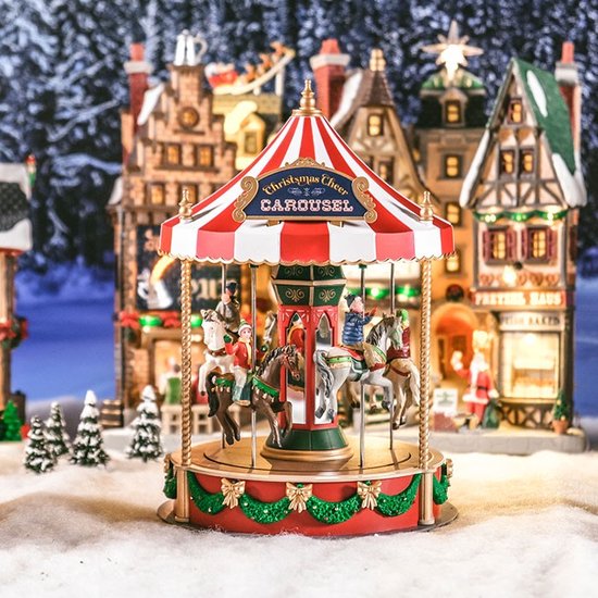 オルゴール Lemax Christmas Cheer Carousel Lemax Christmas Cheer Carousel - Verlichte attractie met animatie