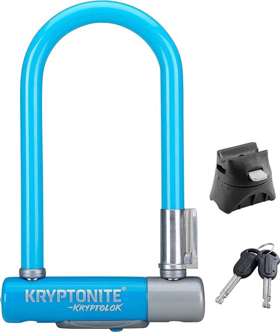 Kryptonite KryptoLok Mini-7 Beugelslot Fiets – ART-2 Slot – Beugelslot Elektrische Fiets – 17,8x8,2 cm – Staal – Lichtblauw