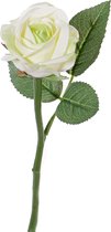 Top Art Kunstbloem roos Nina - wit - 27 cm - plastic steel - decoratie bloemen