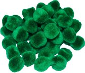 Pompons - 195x - donker groen - 10 mm - hobby/knutsel materialen