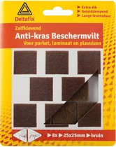 Deltafix Anti-krasvilt - 8x - bruin - 25 x 25 mm - vierkant - zelfklevend - meubel beschermvilt