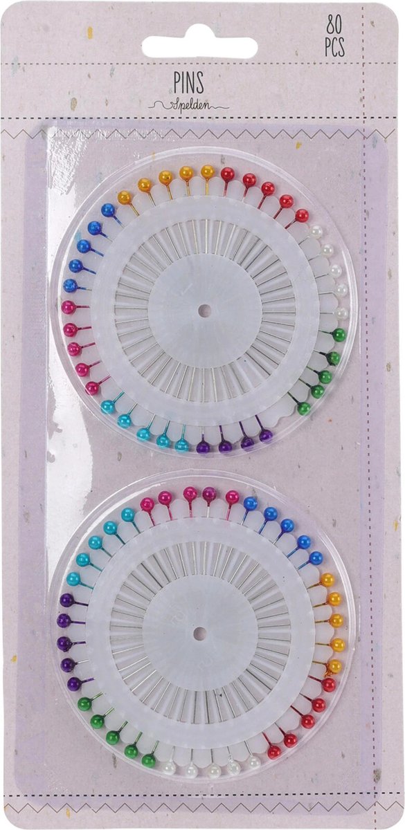 Elegance Spelden met parel kop/kopspelden/naaispelden - 3.6 cm - gekleurd - 80x stuks - hobby spelden