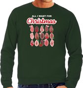 Bellatio Decorations foute kersttrui/sweater voor heren - All I want for Christmas - vagina - groen S